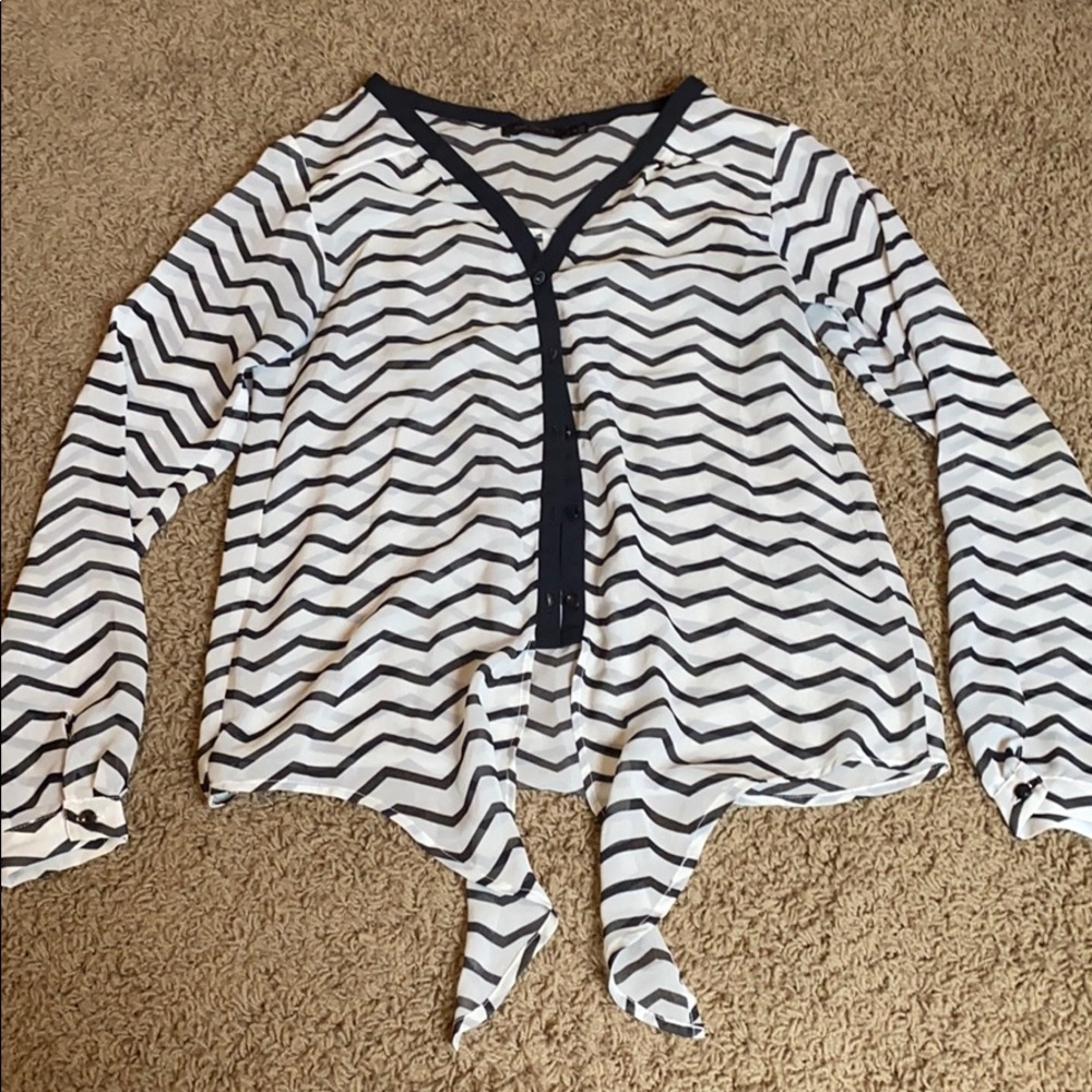 Black and white button up